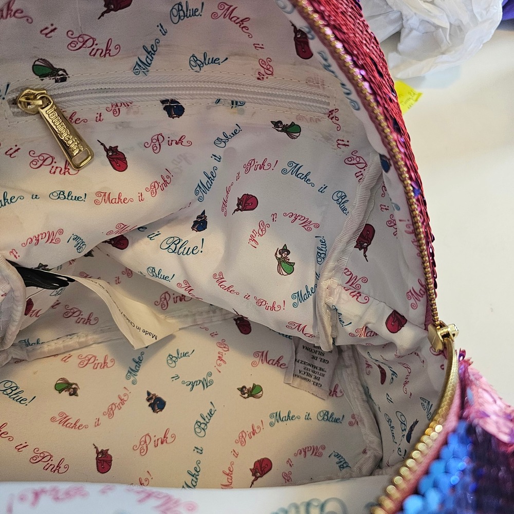 nwt Loungfly Aurora reversable sequin pink blue mini  backpack - Picture 8 of 12